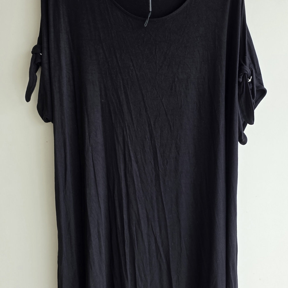 Calvin Klein Black Short Sleeve Tie Detail Dress 2X Plus Size NWT Tag String
